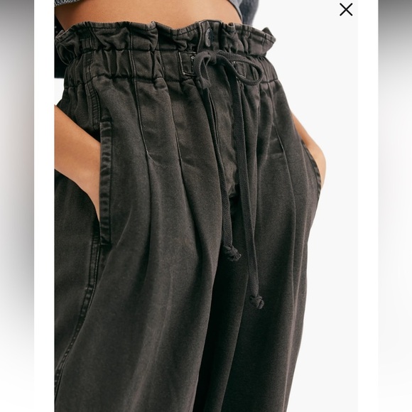 NWT Free people Margate Pleated Trousers Black noir size S - Picture 14 of 14